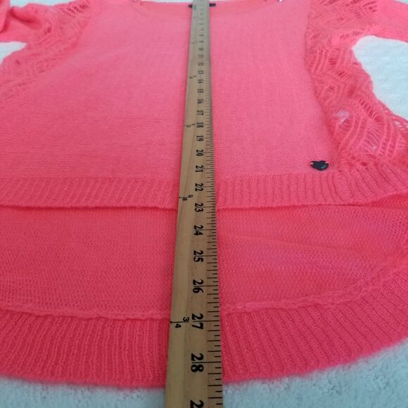 Kendall & Kylie‎ Sweater Neon Orange Open Weave Beach Zippered Shoulder Size S - Picture 11 of 11